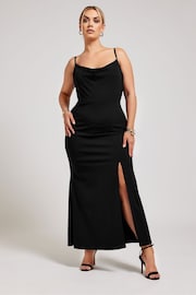 Yours Curve Black London Lace Cowl Neck Maxi Dress - Image 1 of 4