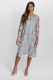 Gina Bacconi Grey Savoy Embroidered Lace Mock Jacket With Jersey Dress - Image 1 of 4