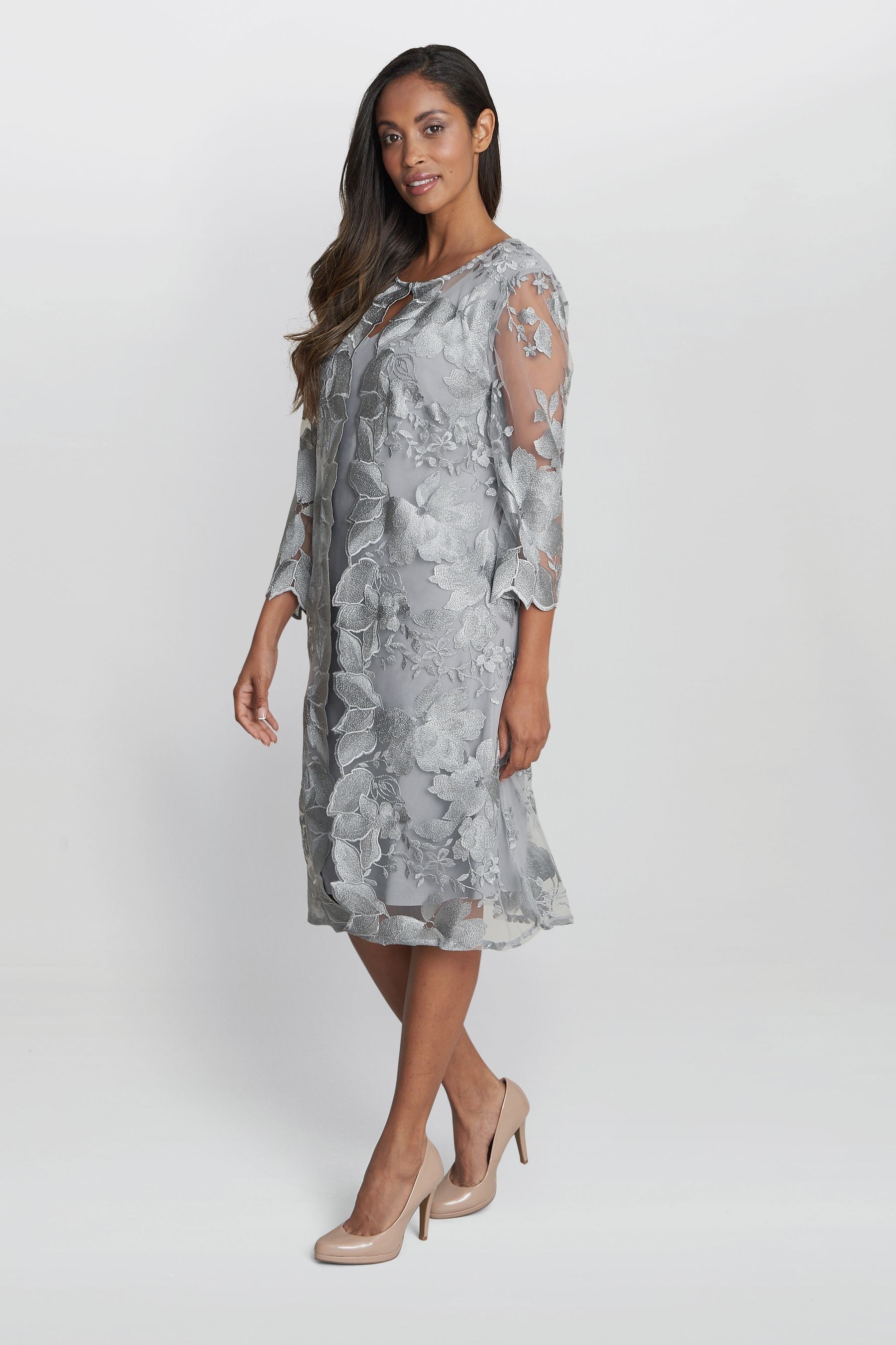 Grey lace dress hot sale