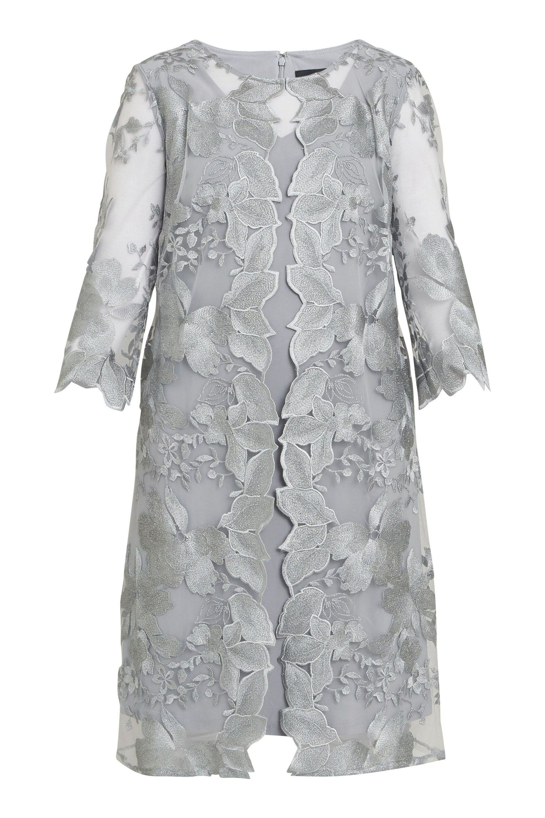 Buy Gina Bacconi Grey Savoy Embroidered Lace Mock Jacket With Jersey Dress from Next Luxembourg