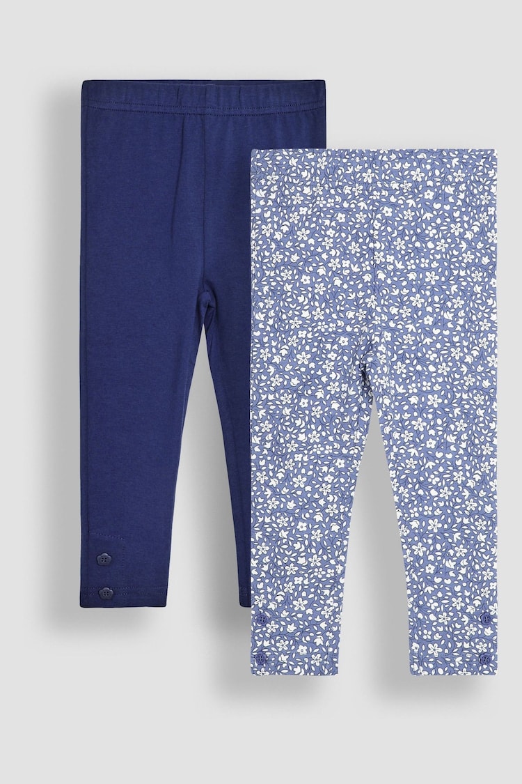 JoJo Maman Bébé Navy Blue Ditsy Floral 2-Pack Leggings - Image 1 of 7