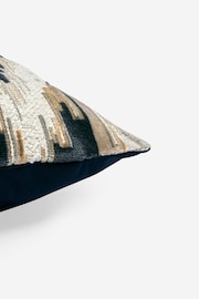 Navy Blue Zig Zag Cut Velvet Cushion - Image 5 of 5