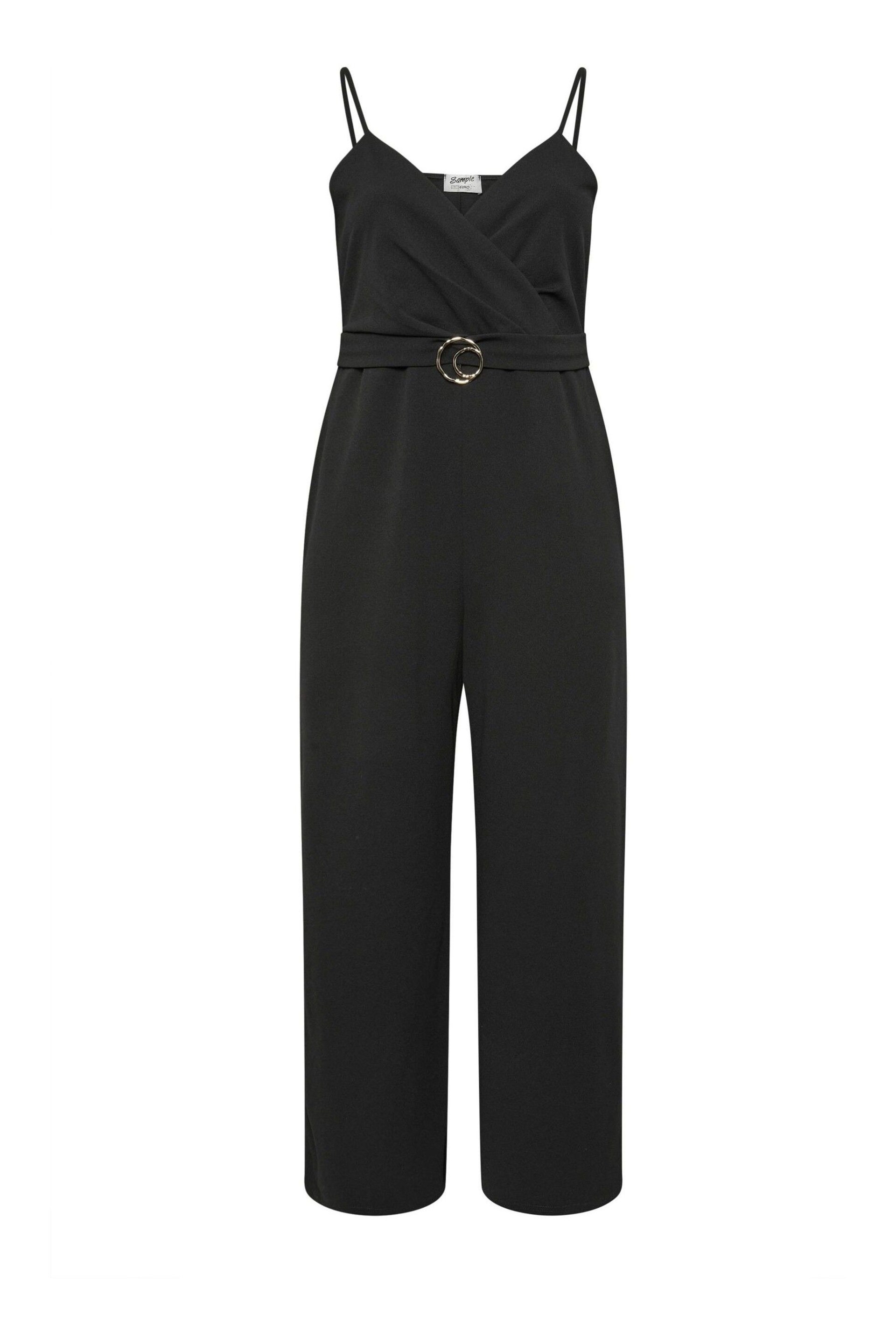 Yours Curve Black YOURS LONDON Curve Black Wrap Front Jumpsuit - Image 4 of 4