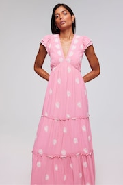 Mint Velvet Pink Floral Embroidered Maxi Dress - Image 2 of 4