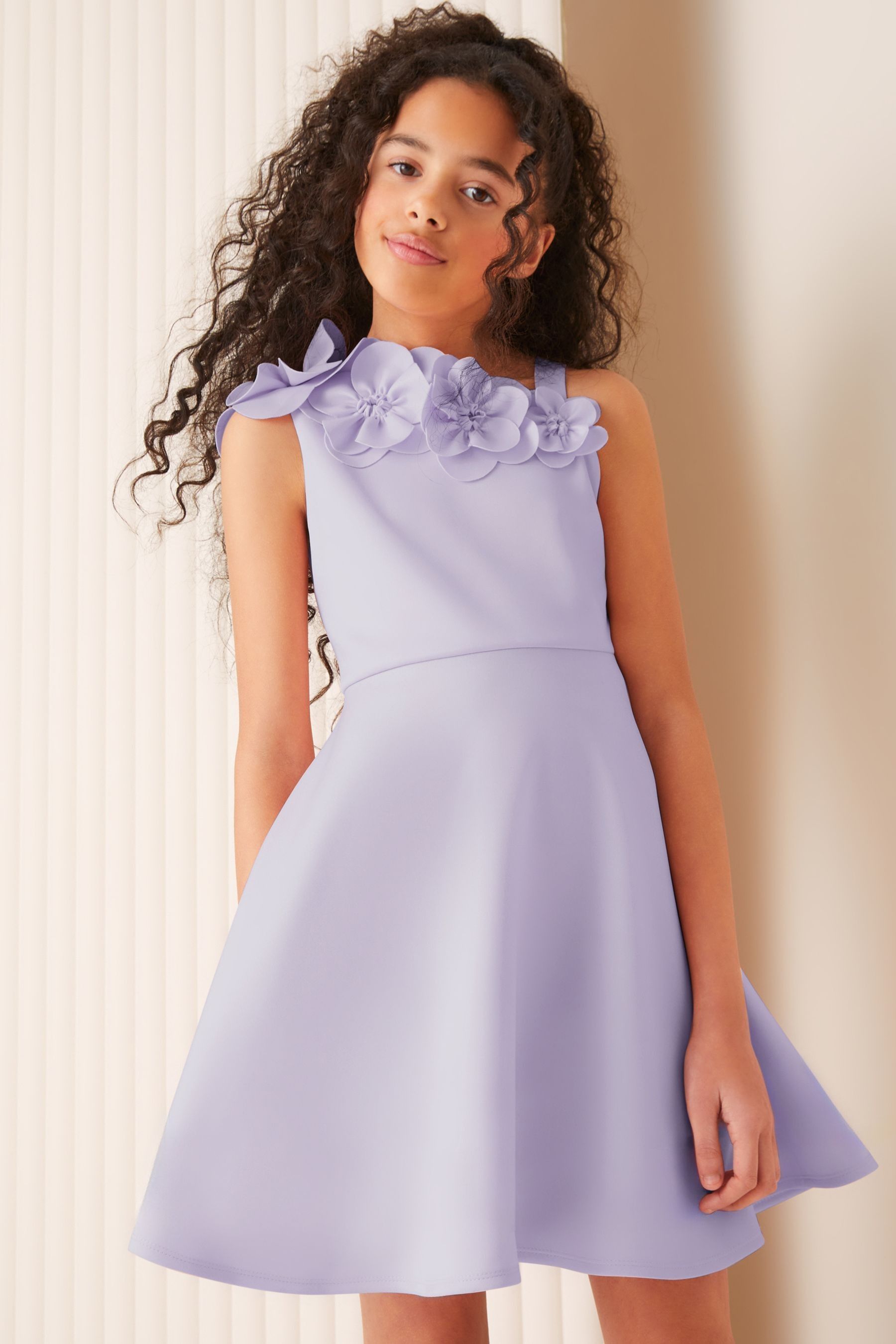 Buy Lipsy Purple Corsage Scuba Occasion Dress 5 16yrs from Next Luxembourg
