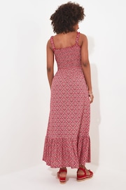 Joe Browns Red Petite Tile Print Shirred Waist Jersey Maxi Dress - Image 4 of 7