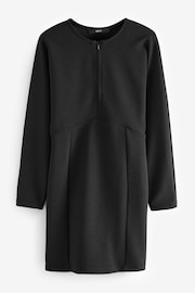 Black Long Sleeve Zip Front Mini Dress - Image 6 of 8