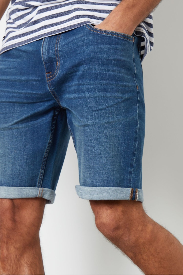 Threadbare Dark Blue Turn Up Denim Shorts - Image 1 of 4