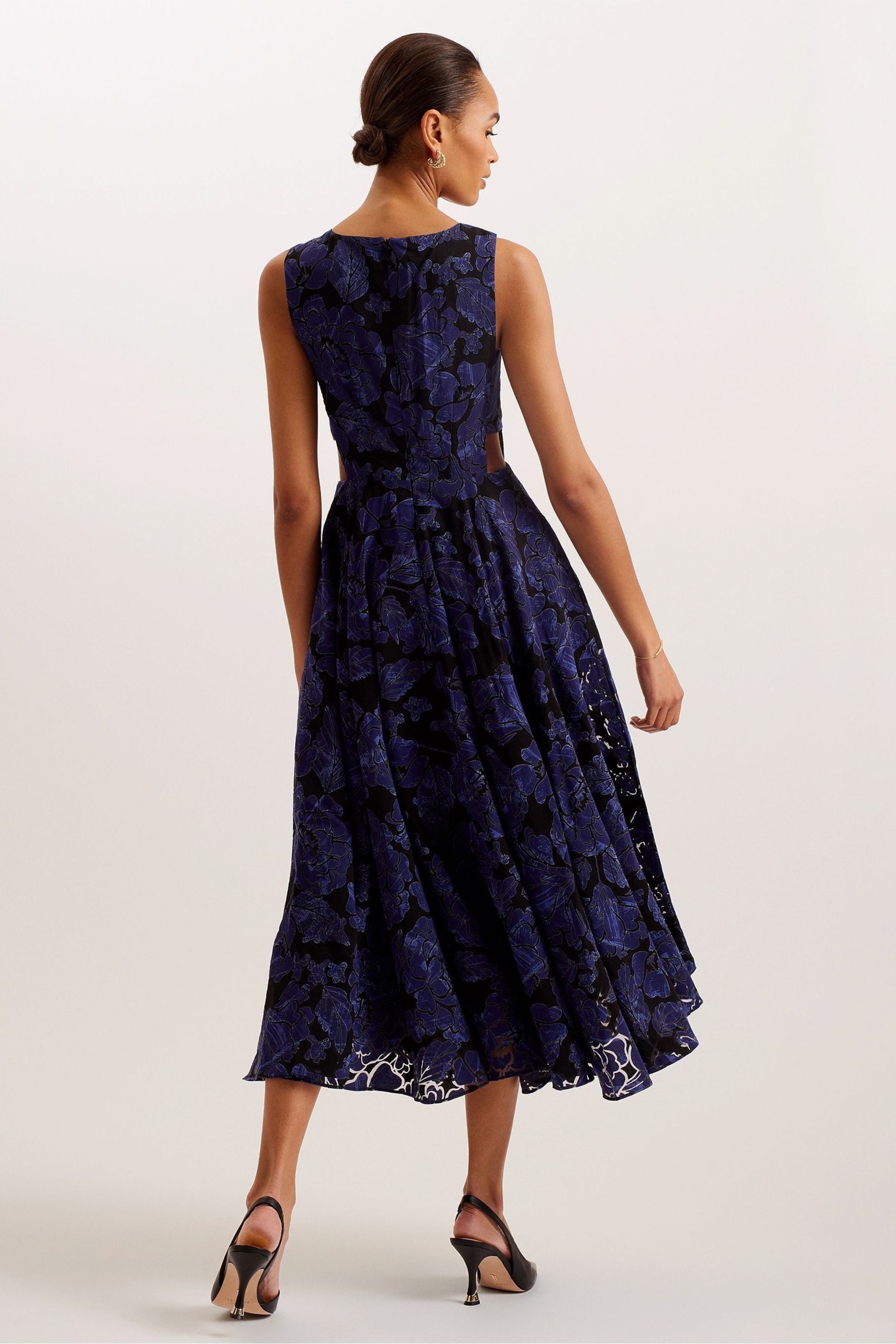 Ted Baker Blue Occhito Cut-Out Midi Dress - Image 3 of 7