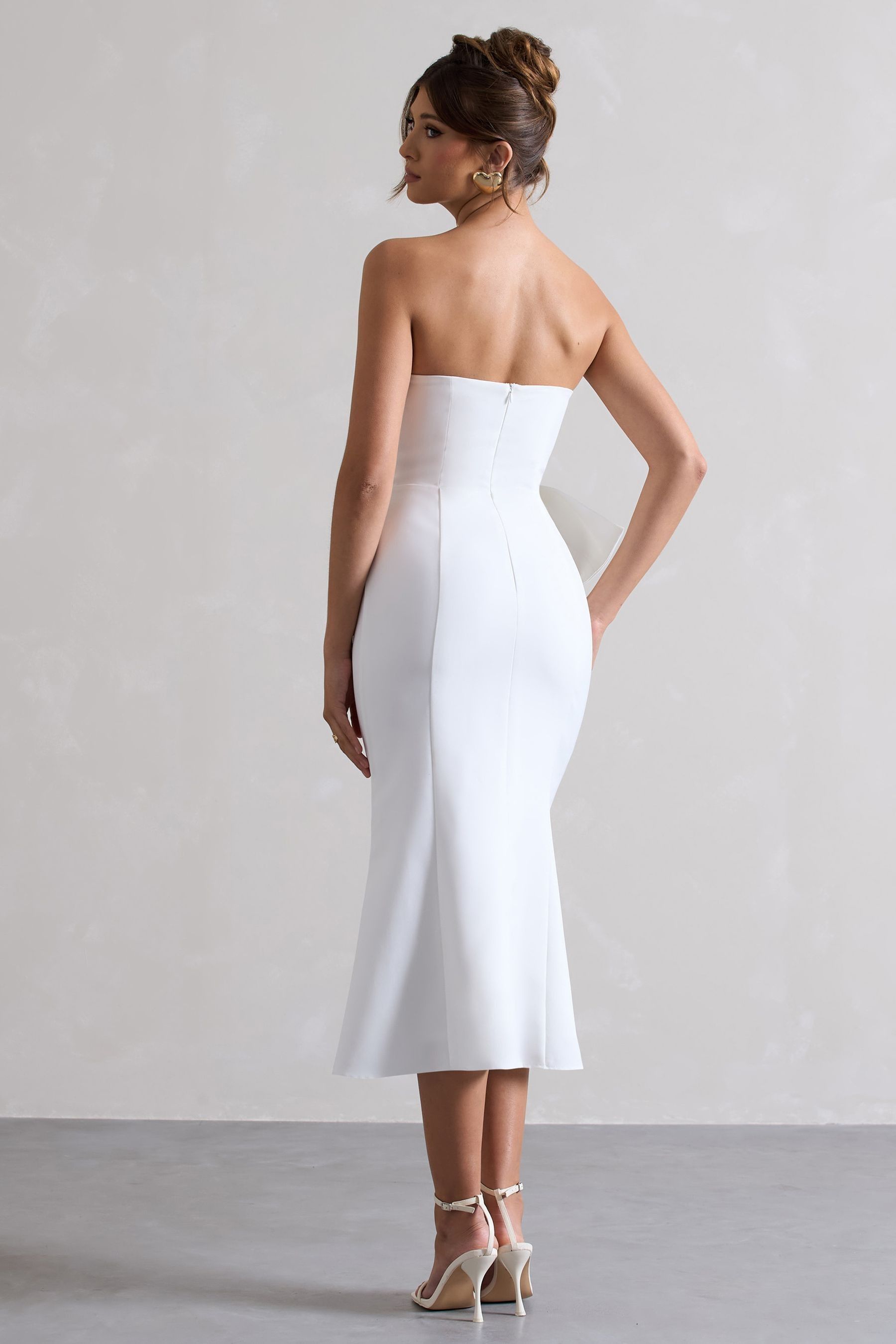 Buy Club L London White To Me Bandeau Midi Dress With Oversized Bow from Next Luxembourg