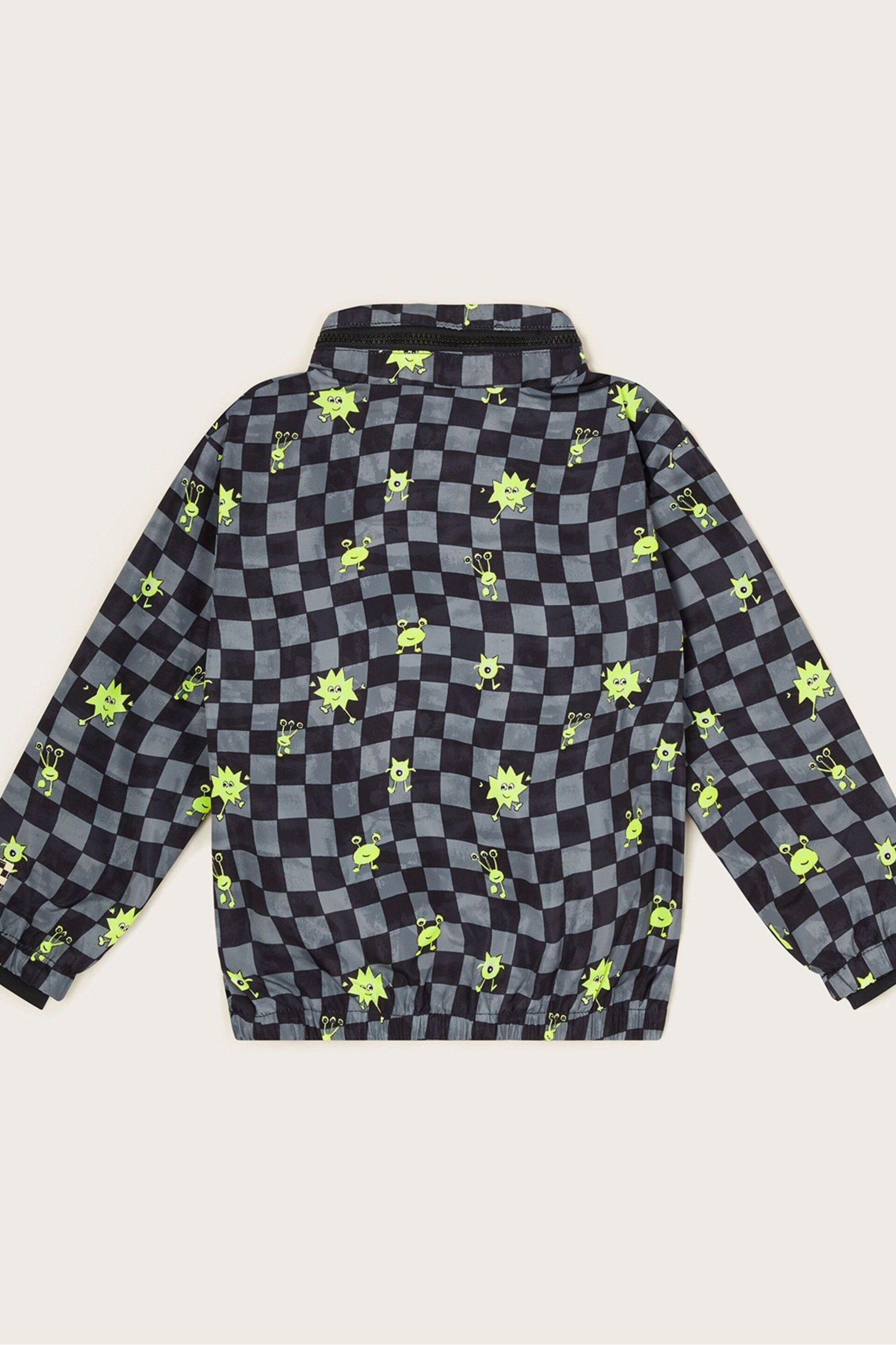 Monsoon Black/Grey Checkerboard Monster Windbreaker Jacket - Image 3 of 5