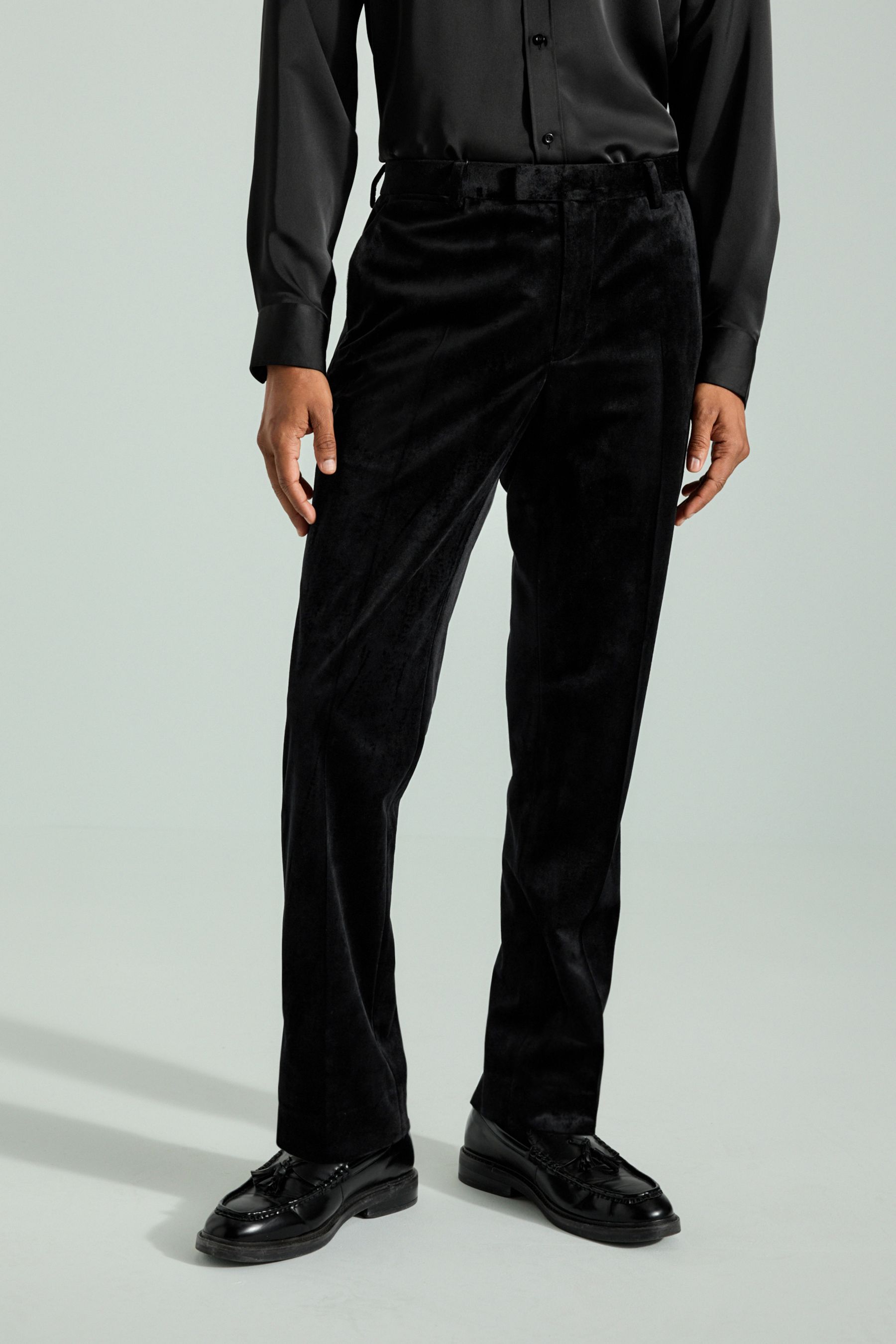 Next black velvet trousers shop