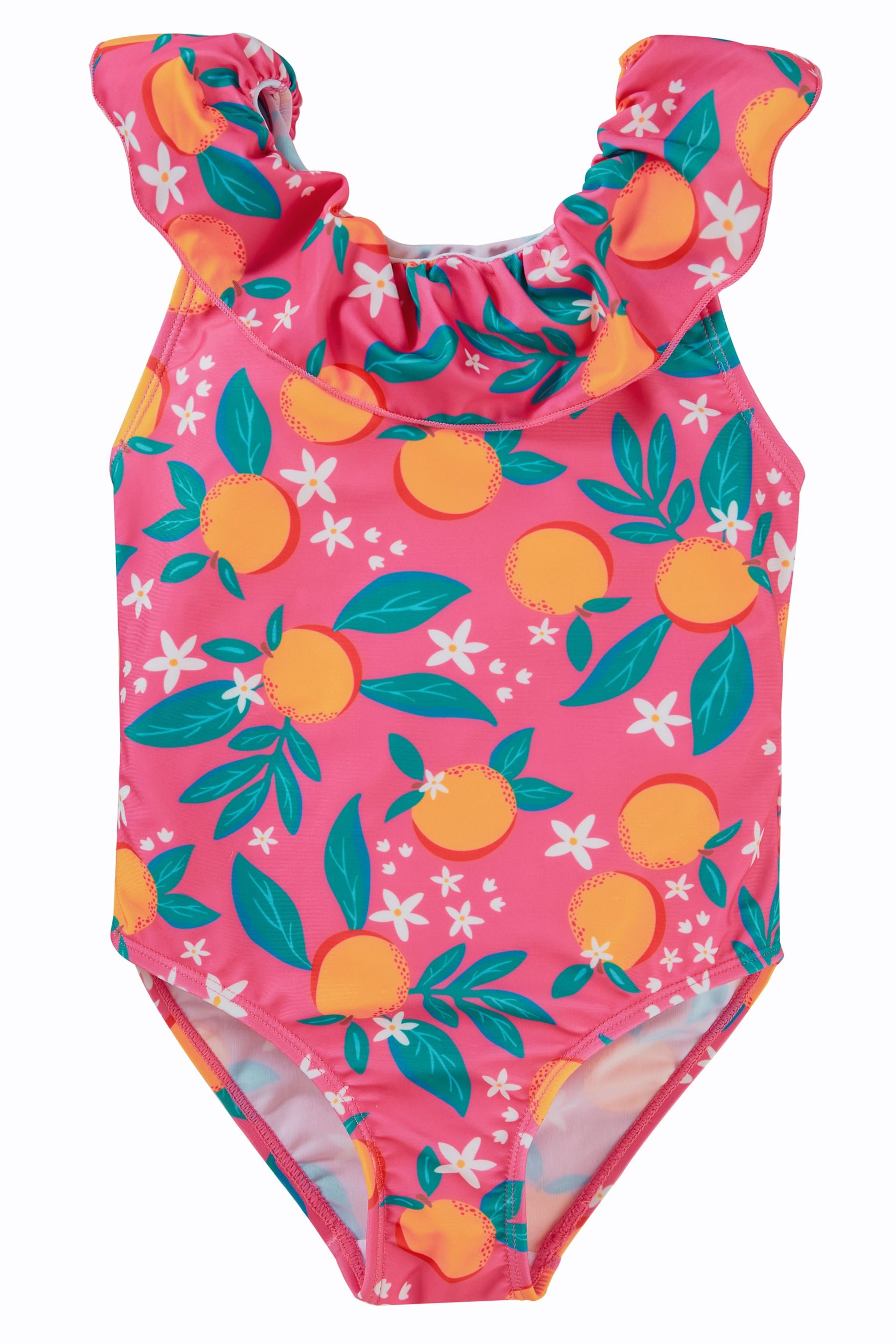 Frugi Pink With Print Chlorine Safe Swimsuit Made With Recycled Material - Image 1 of 4