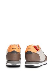 BOSS Brown Mixed-Material Trainers With Pop-Colour Details - Image 3 of 5