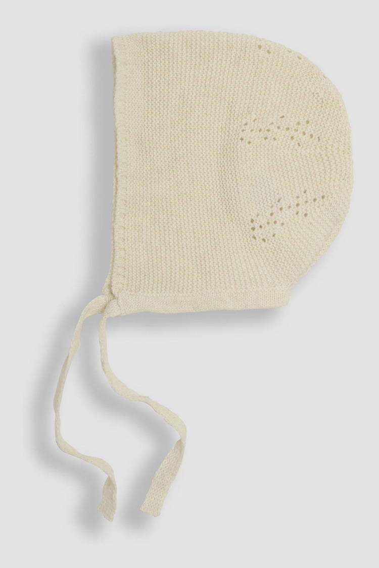 JoJo Maman Bébé Cream Knitted Baby Bonnet - Image 1 of 3