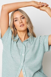 Long Tall Sally Green Stripe Short Sleeve Shirt - Image 5 of 6