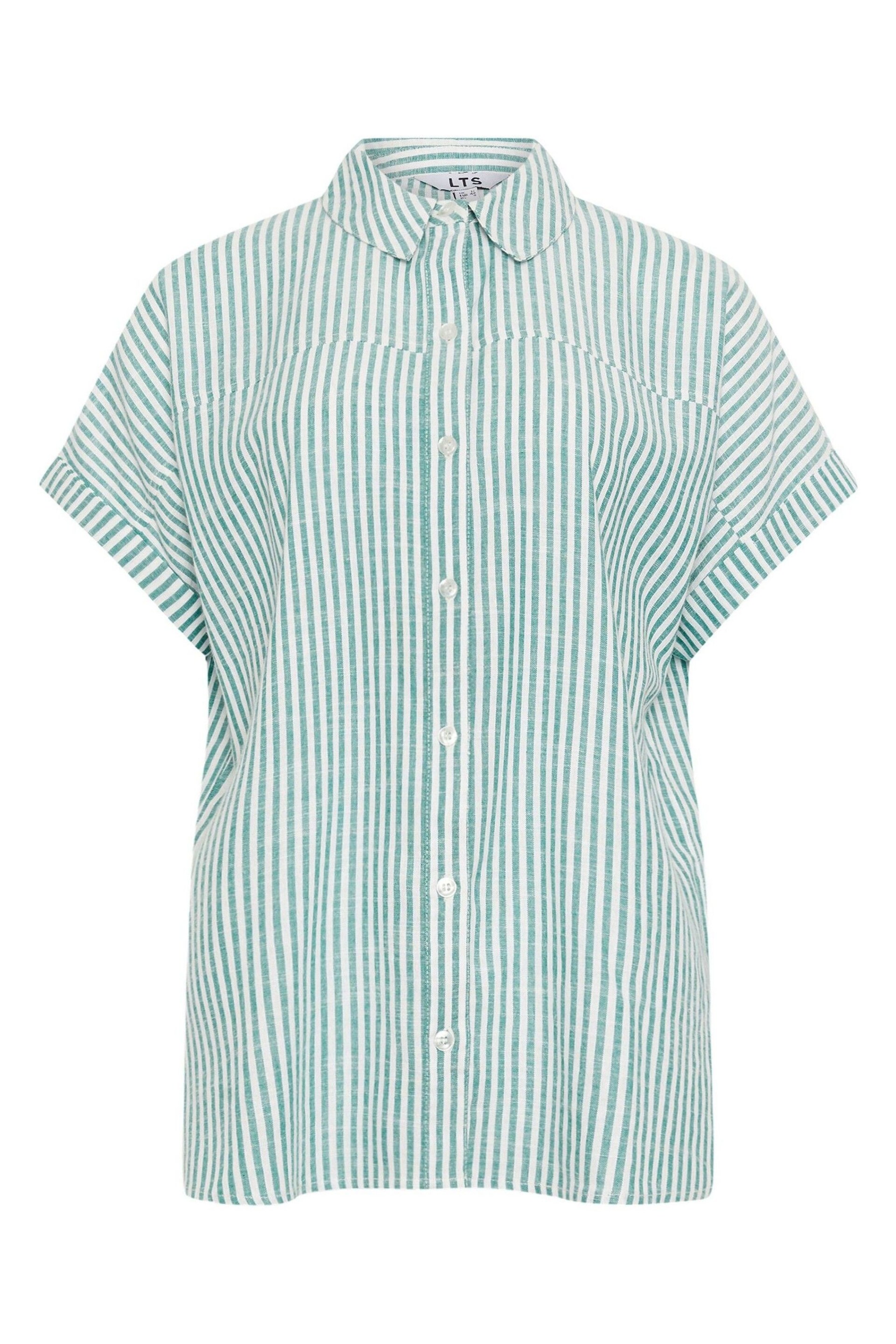 Long Tall Sally Green Stripe Short Sleeve Shirt - Image 6 of 6