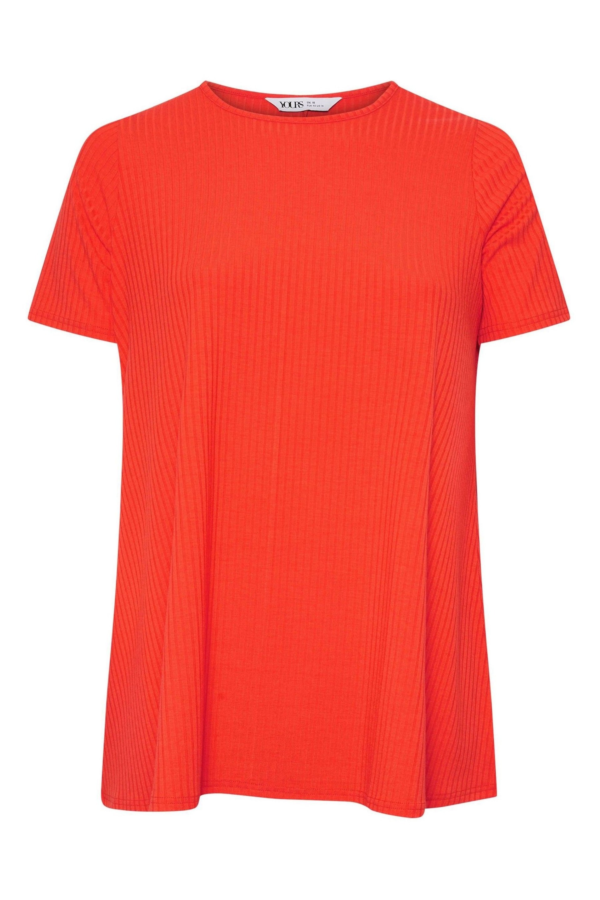 Yours Curve Orange Aqua Ribbed Swing T-Shirt - Image 5 of 5