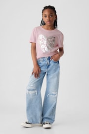 Gap Pink Heart Graphic Short Sleeve Crew Neck T-Shirt (4-13yrs) - Image 3 of 3