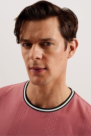 Ted Baker Pink Slim Fit Rousel Jacquard T-Shirt - Image 3 of 6