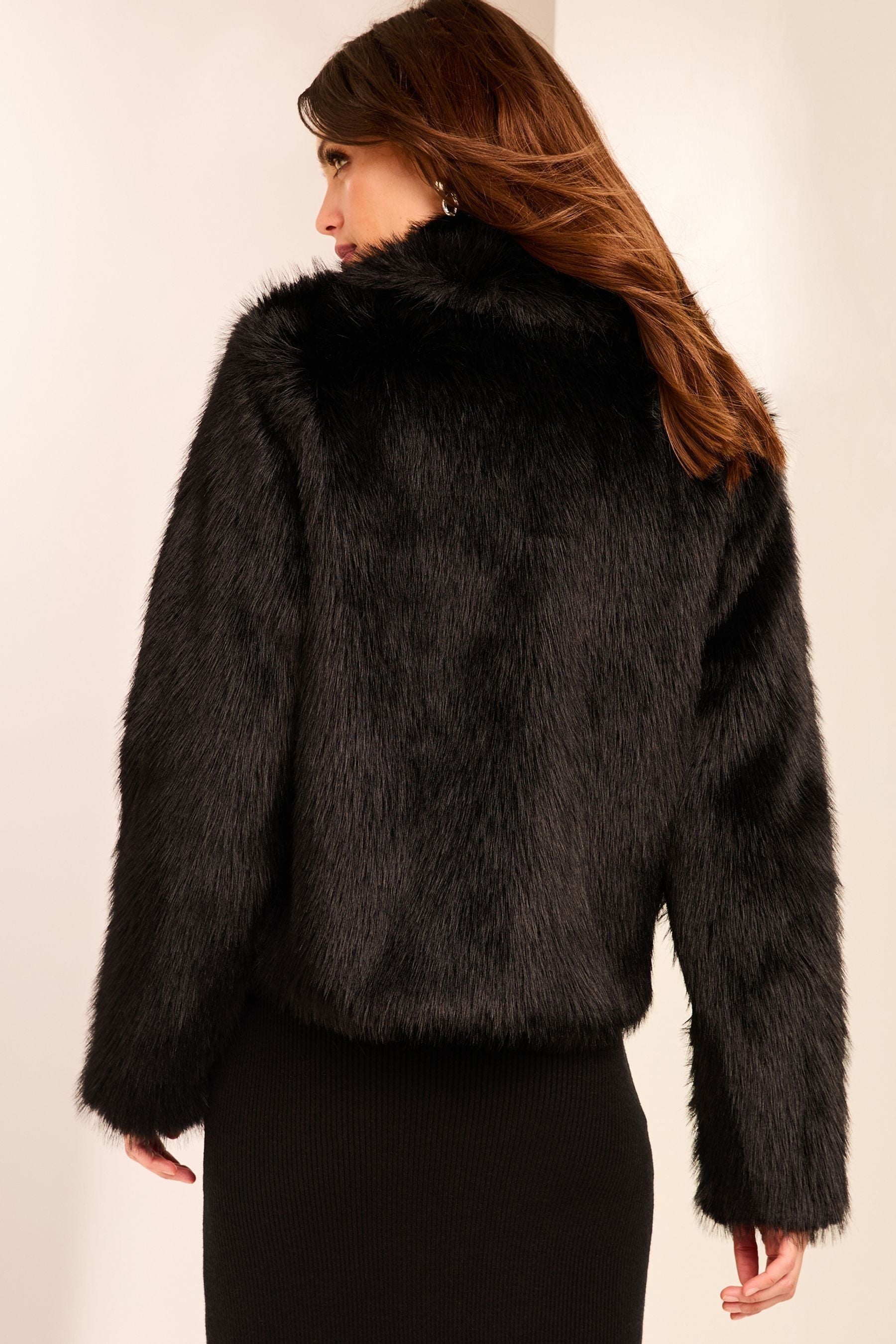 Buy Lipsy Black Faux Fur Shawl Collar Coat from Next Luxembourg