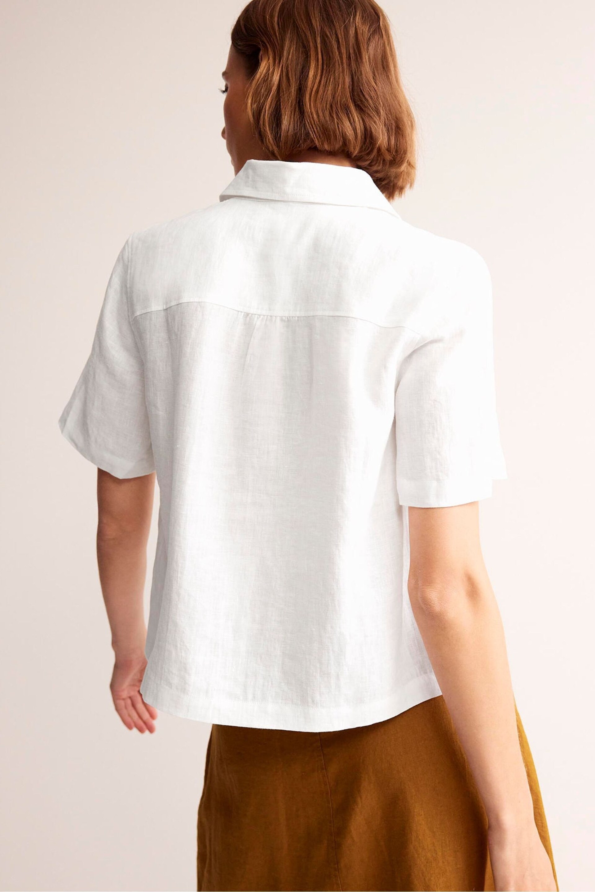 Boden White Hazel Short Sleeve Linen Shirt - Image 4 of 5
