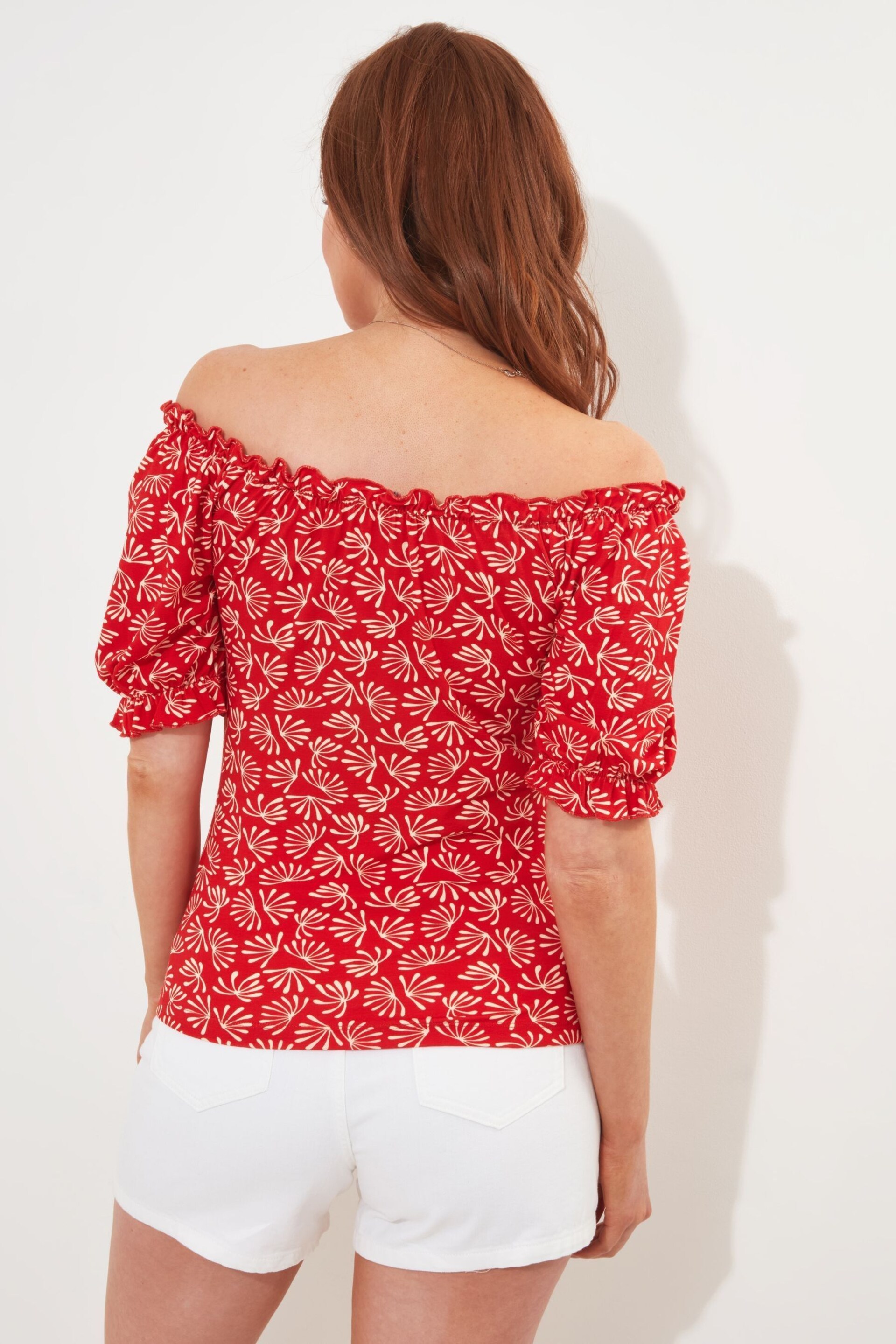Joe Browns Red Relaxed Fit Printed Jersey Top - Image 3 of 5