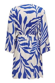 JDY Blue Leaf Print Wrap Mini Dress - Image 8 of 8