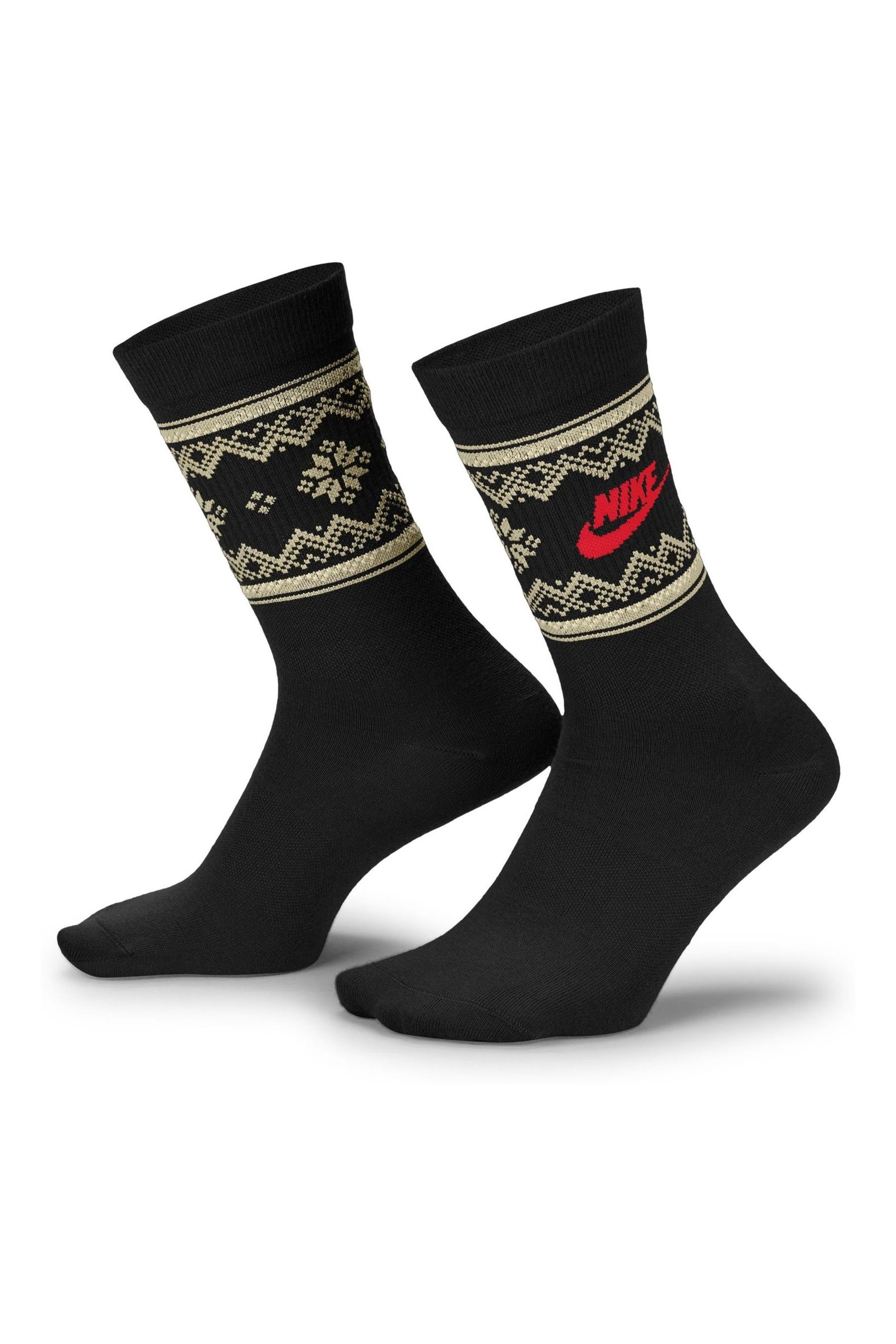 Buy Nike Black Essential Crew Fairisle Pattern Socks 1 Pack from the Next UK online shop