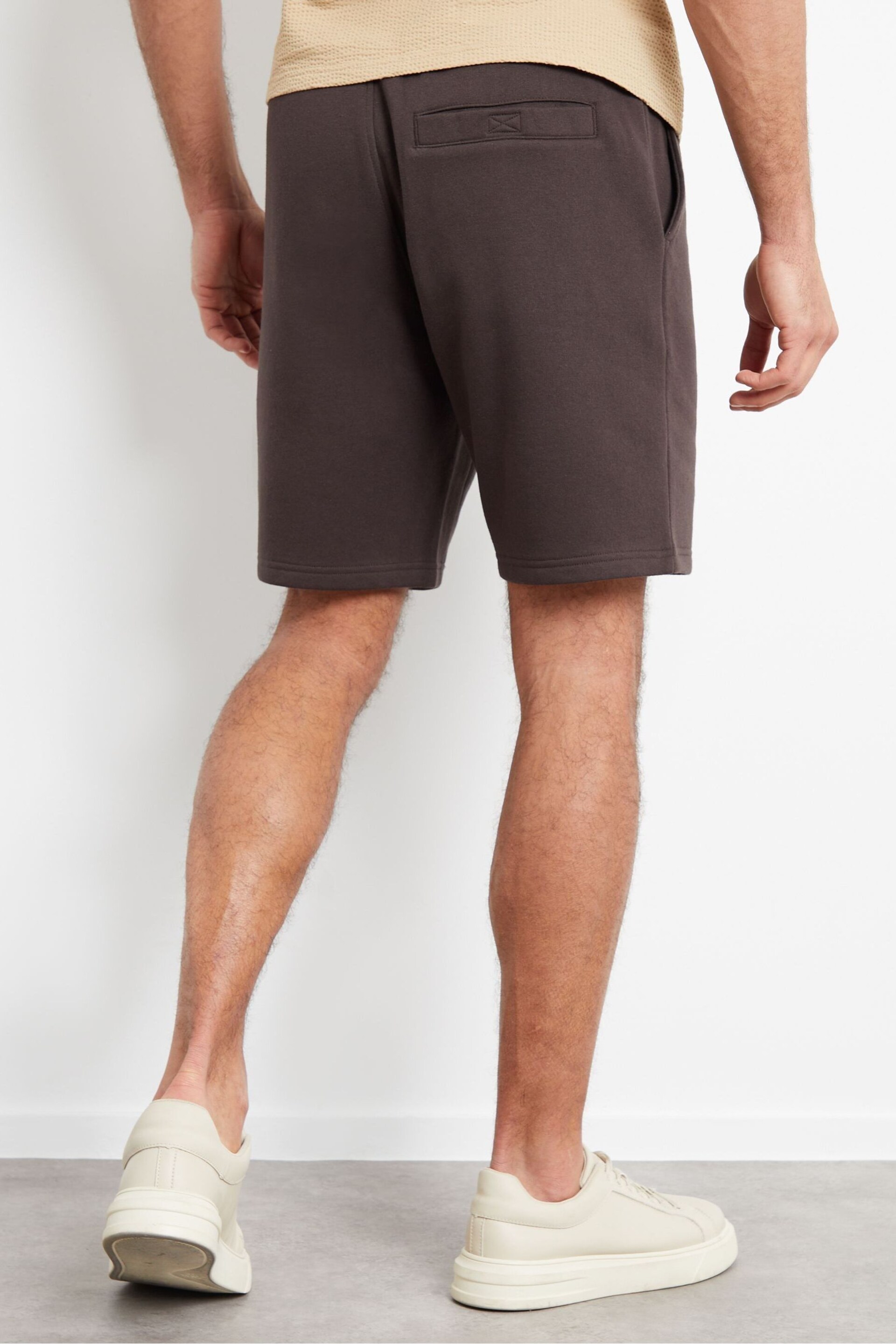 Threadbare Chocolate Basic Fleece Shorts - Image 2 of 4