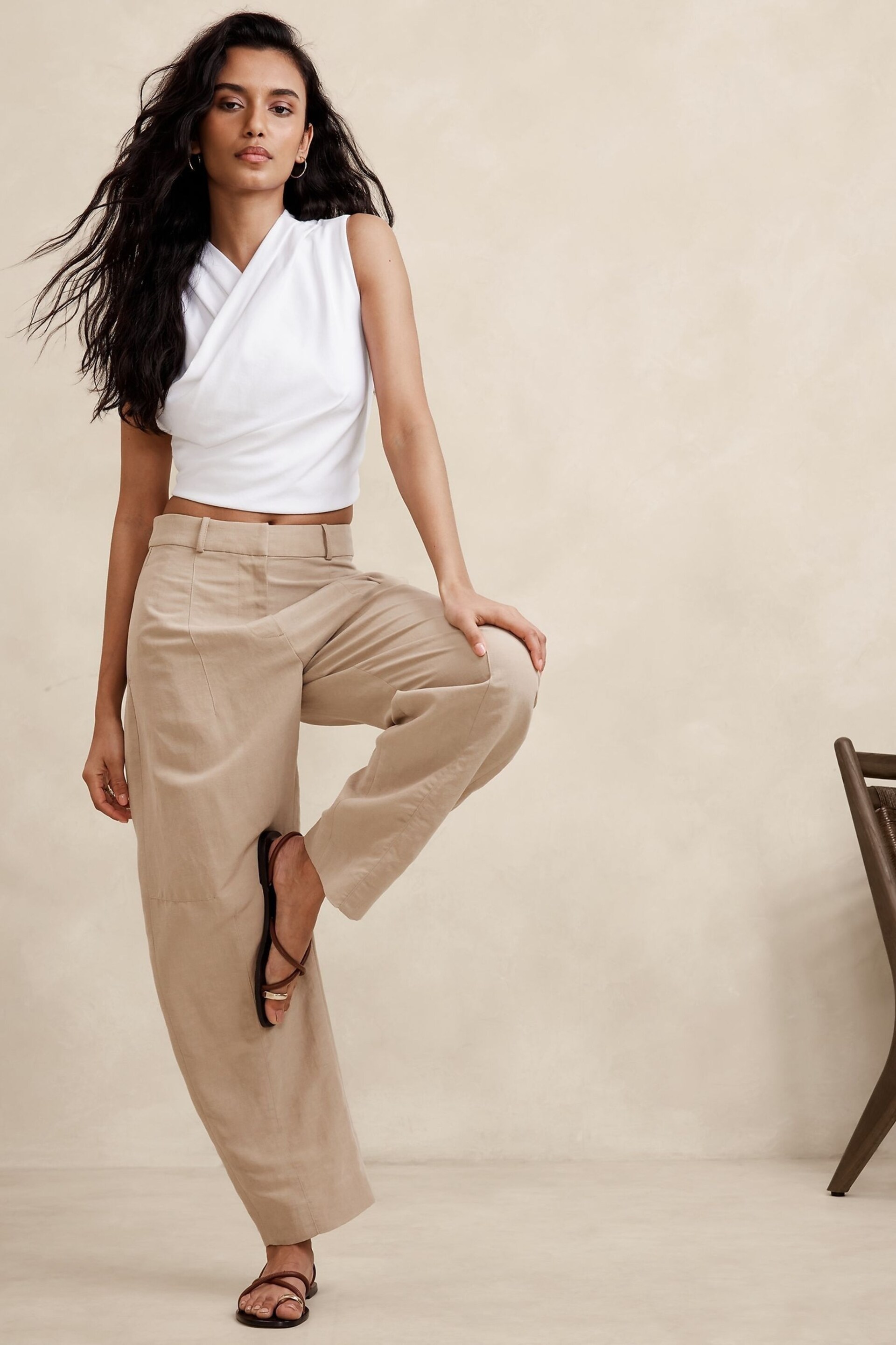 Banana Republic White Heavy Cotton Wrap Crop Top - Image 1 of 1