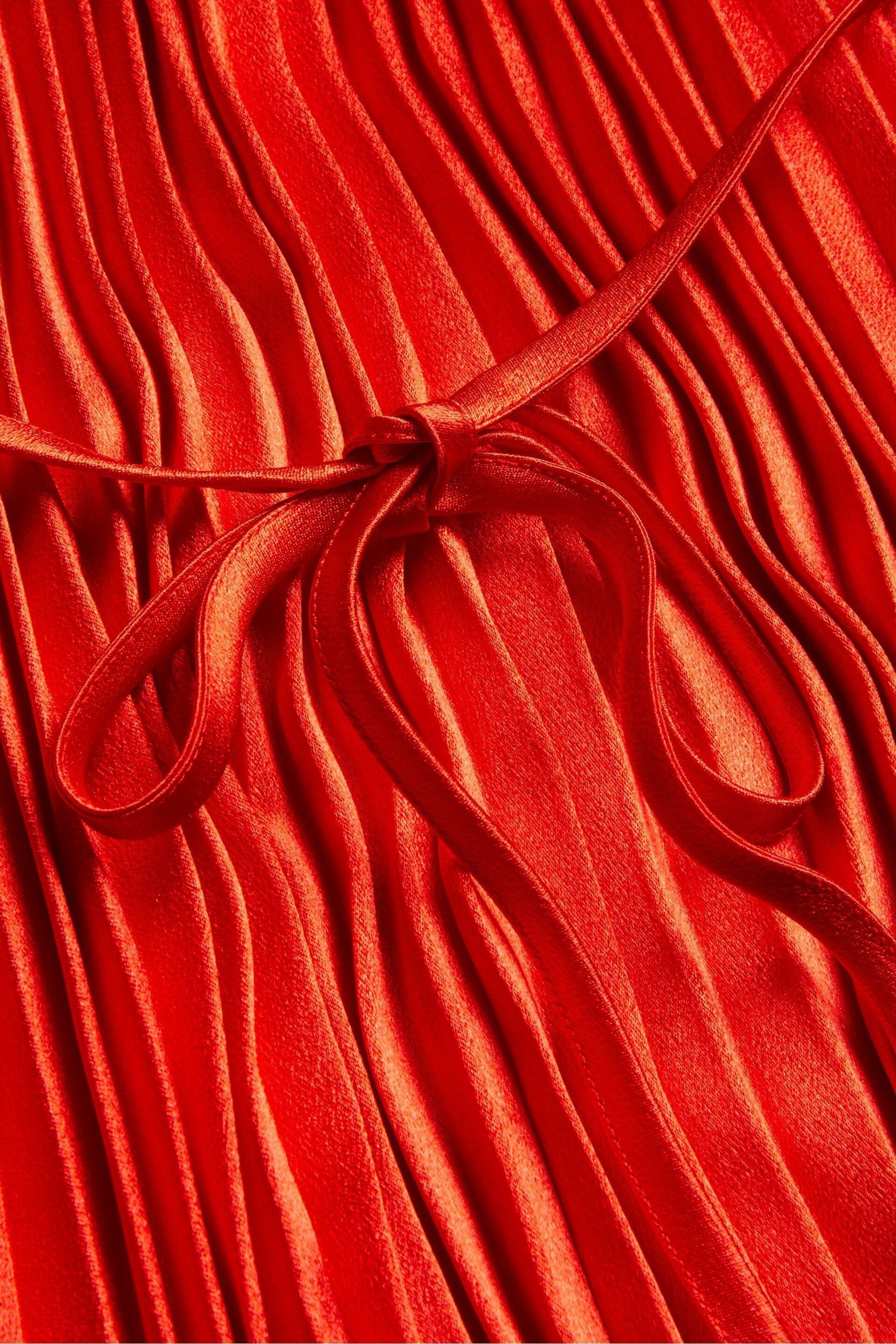 Ted Baker Red Melike Pleated Halterneck Midi Dress - Image 3 of 5