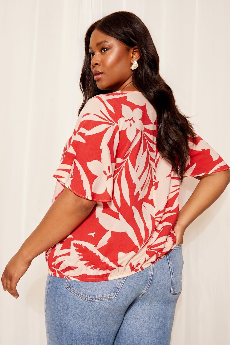 Friends Like These Red Short Sleeve Wrap Blouse - Image 4 of 4