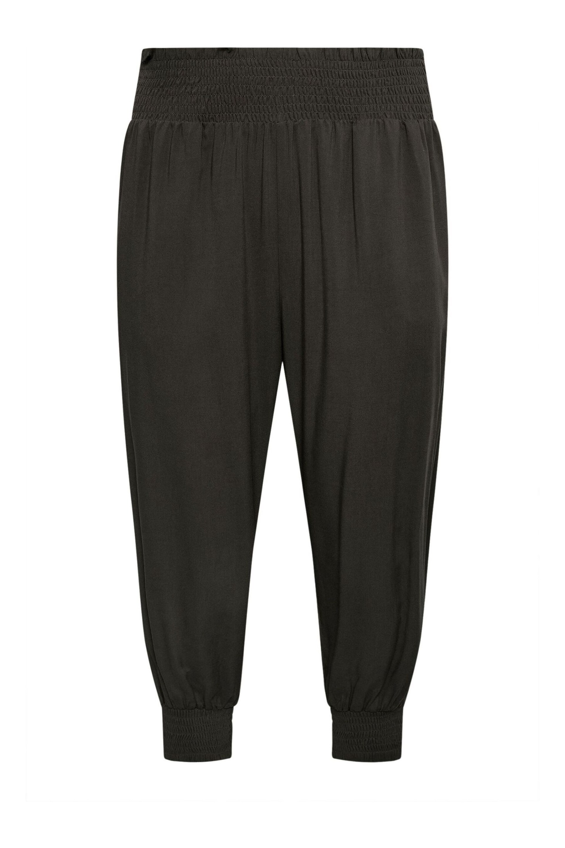 Yours Curve Black Shirred Harem Trousers - Image 5 of 5