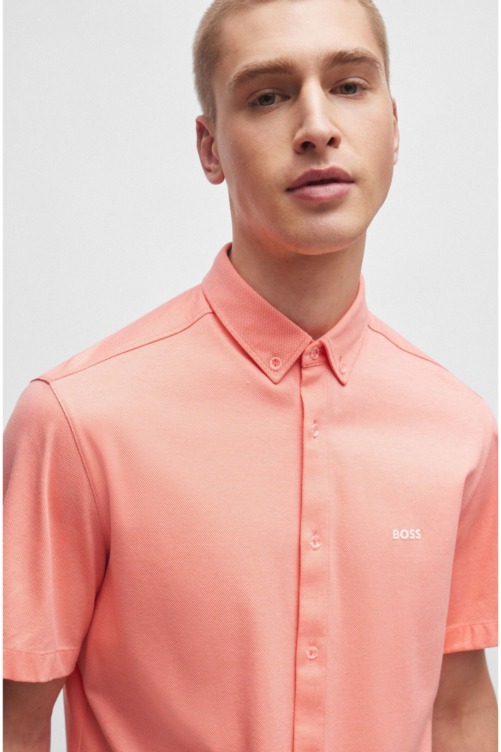 BOSS Pink Regular-Fit Shirt in Cotton Piqué Jersey - Image 5 of 5
