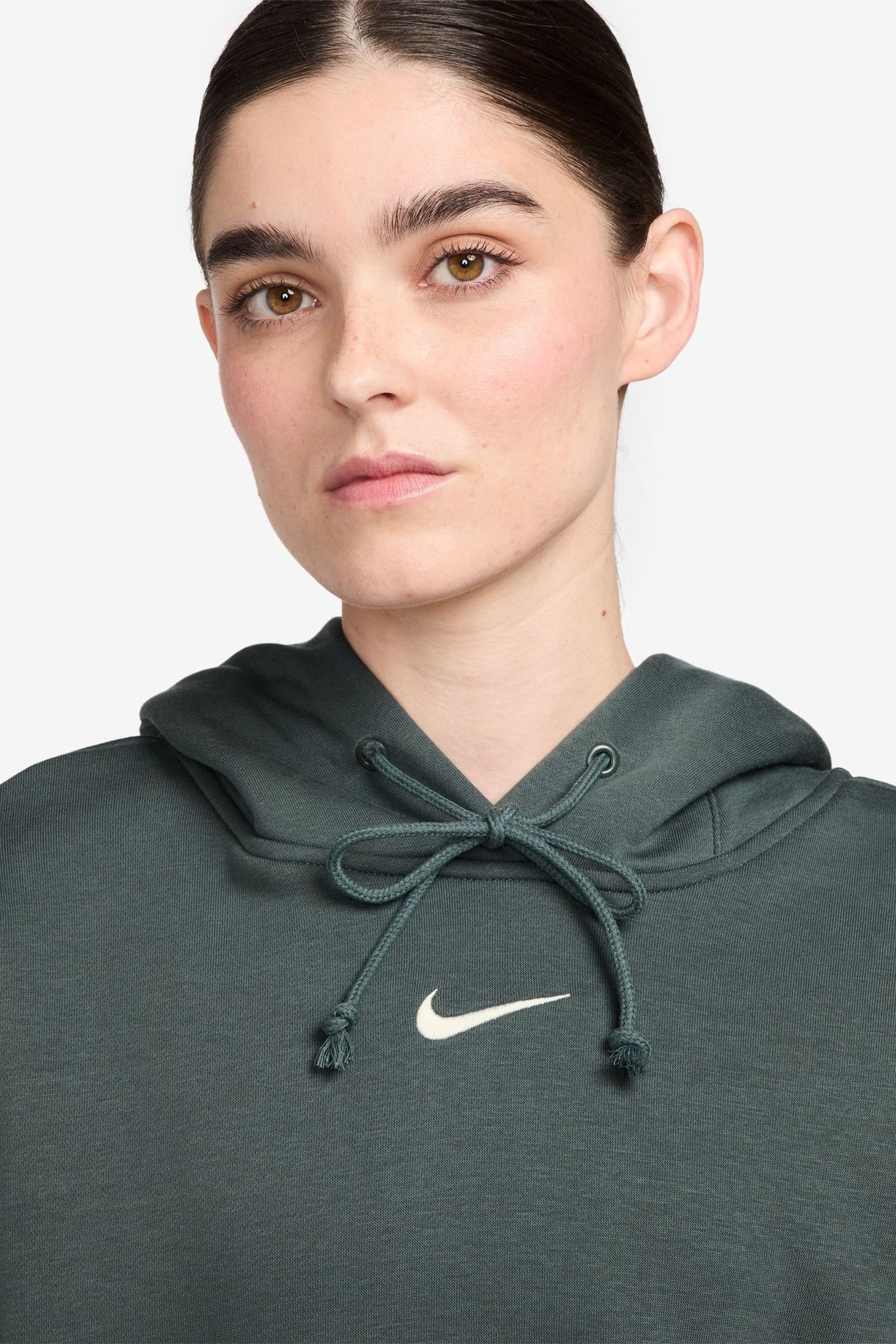 Nike mini swoosh oversized hoodie in olive gree hot sale