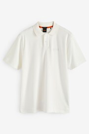 BOSS White Cotton-Towelling Polo Shirt With Mixed-Technique Logo - Image 5 of 5