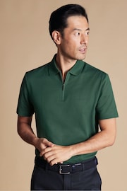 Charles Tyrwhitt Green Cool Popcorn 100% Cotton Polo Shirt - Image 1 of 5