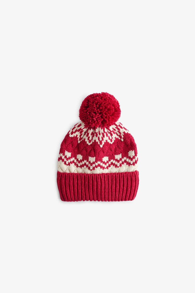 Red Fairisle Pattern Pom Hat (3mths-16yrs) - Image 1 of 2