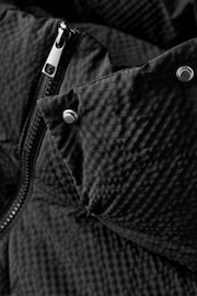 Black Shower Resistant Textured Padded Jacket - Image 8 of 9