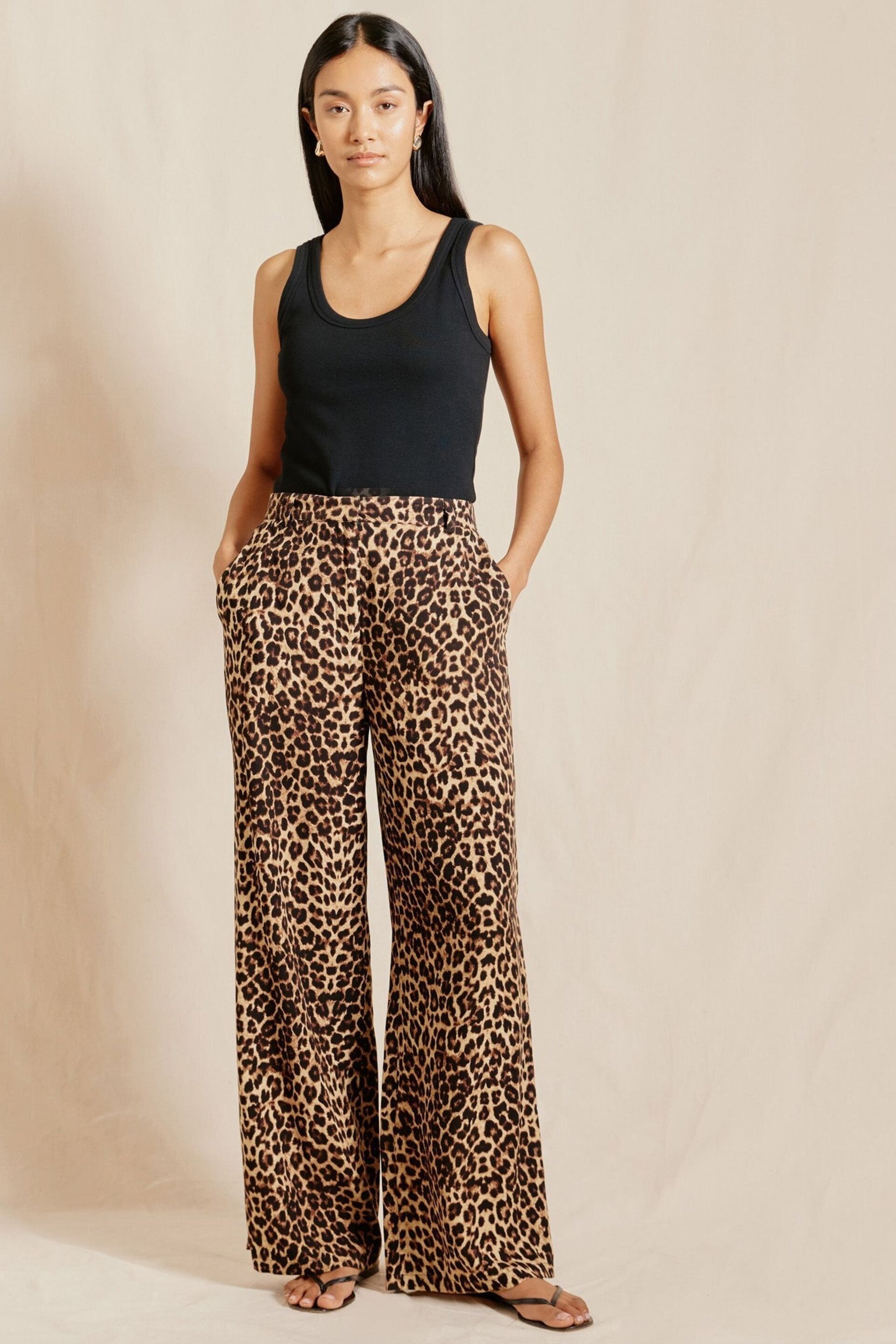 Albaray Animal Print Brown Trousers - Image 1 of 5