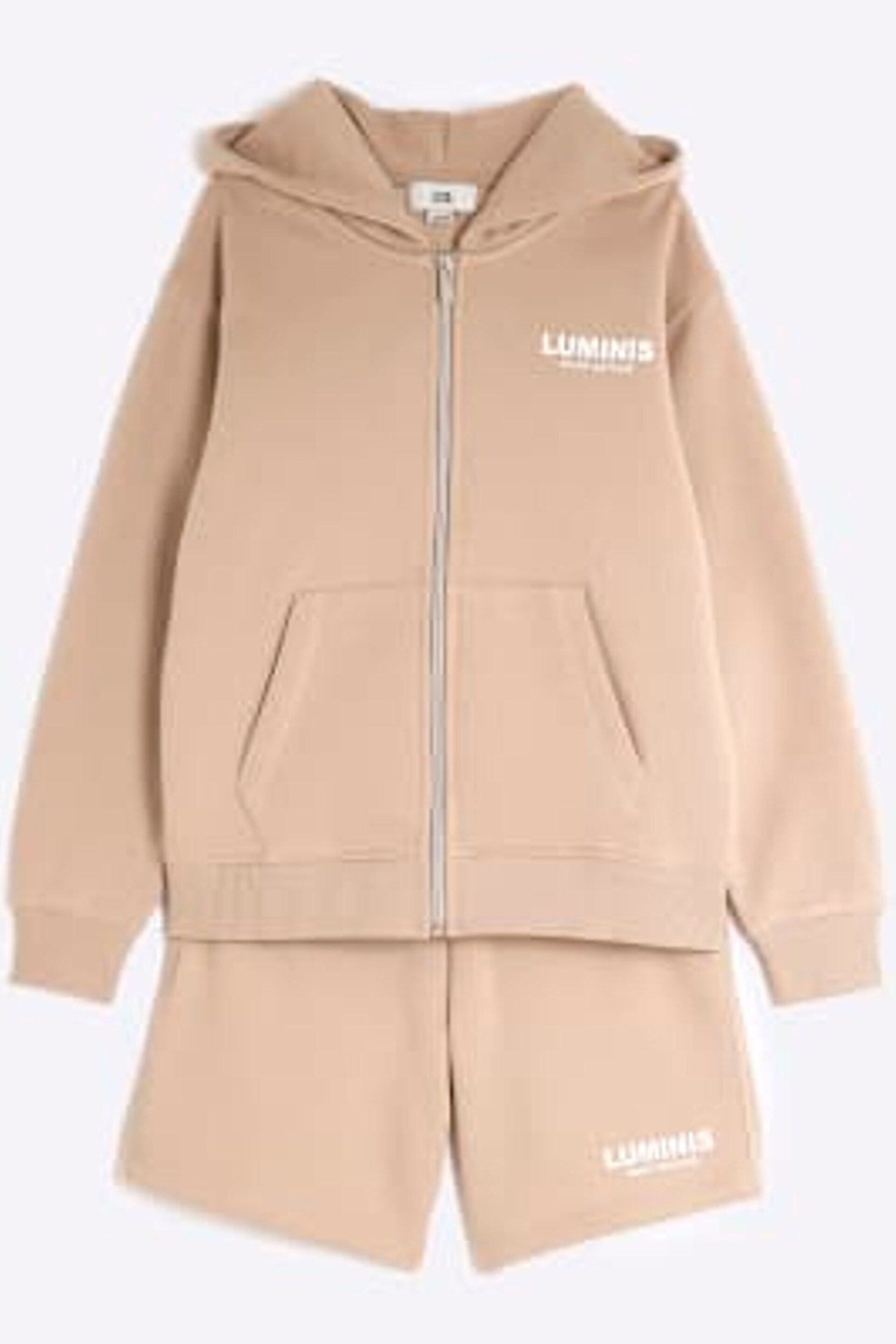 River Island Natural Boys Luminis Zip Through Jacket and Shorts Set - Image 3 of 5