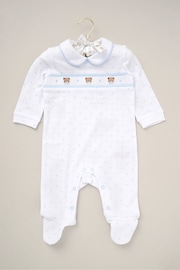 Rock-A-Bye Baby Boutique Blue Mock Waistcoat All-in-One Sleepsuit - Image 1 of 3