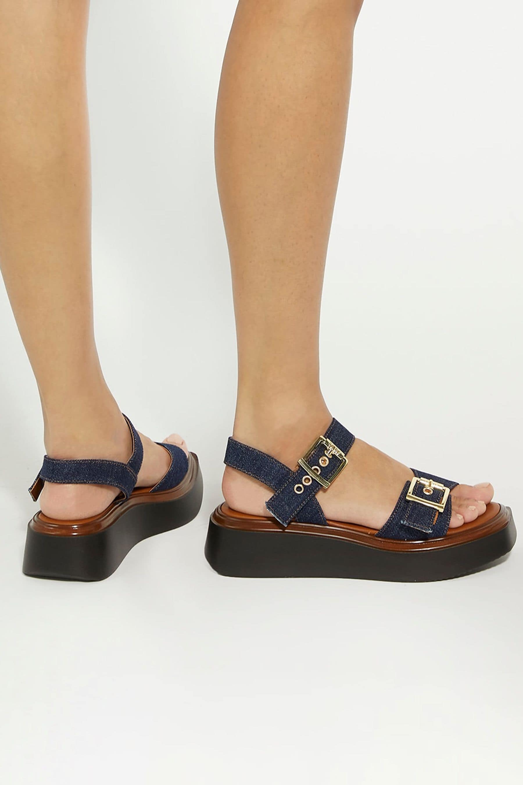 Buy Dune London Blue Loells Buckle Flatform Sandals from Next Luxembourg