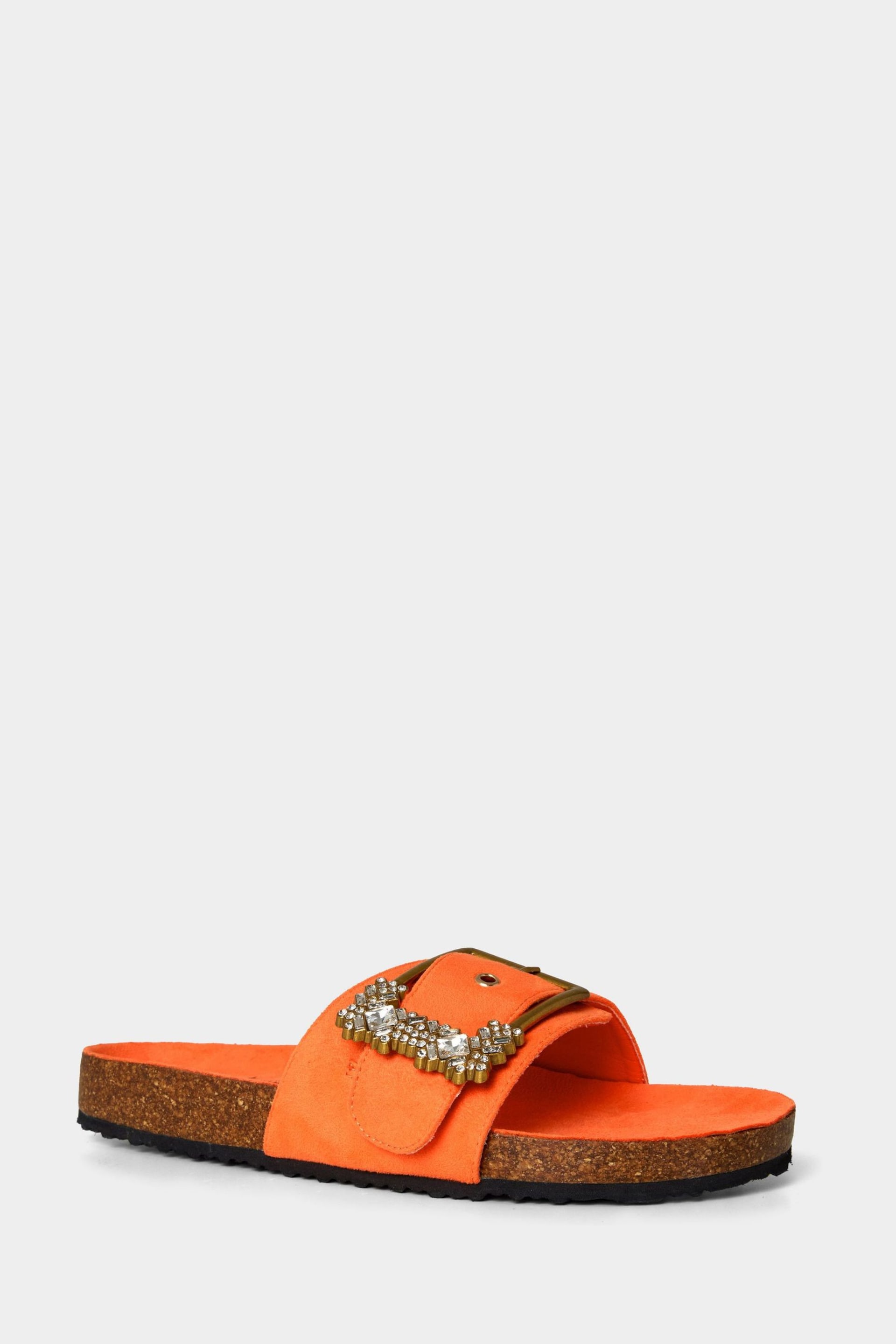 Joe Browns Orange Crystal Buckle Slider Sandals - Image 2 of 4