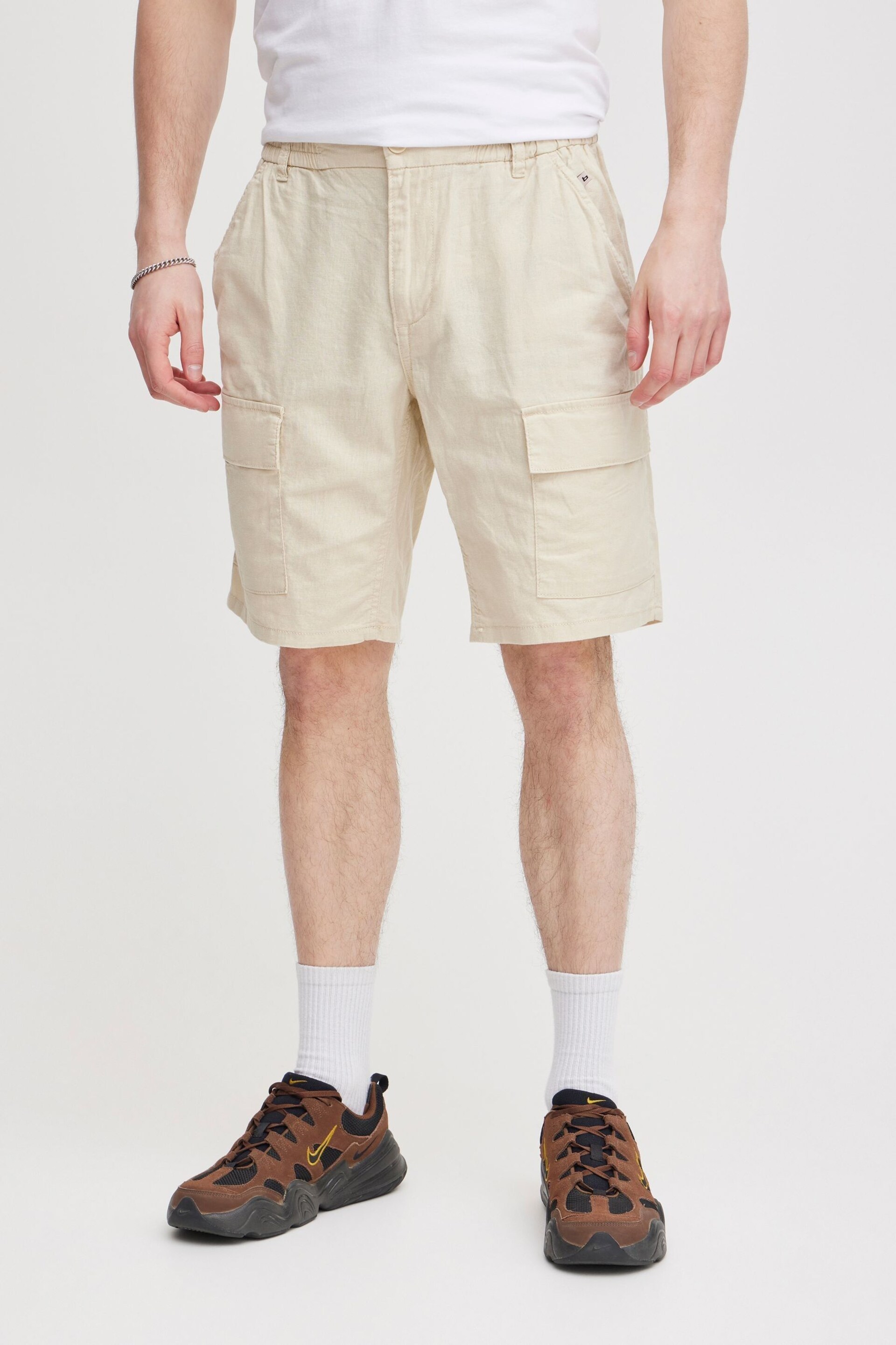 Blend Cream Linen Cargo Shorts - Image 1 of 5