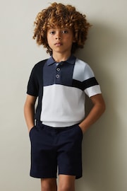 Reiss Blue Multi Charge 9-13 yrs Colourblock Polo Shirt - Image 1 of 4