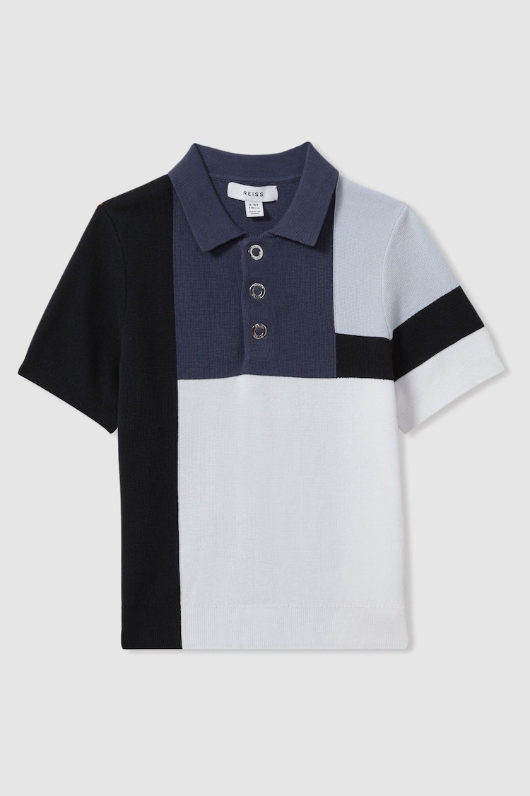 Reiss Blue Multi Charge 9-13 yrs Colourblock Polo Shirt - Image 2 of 4