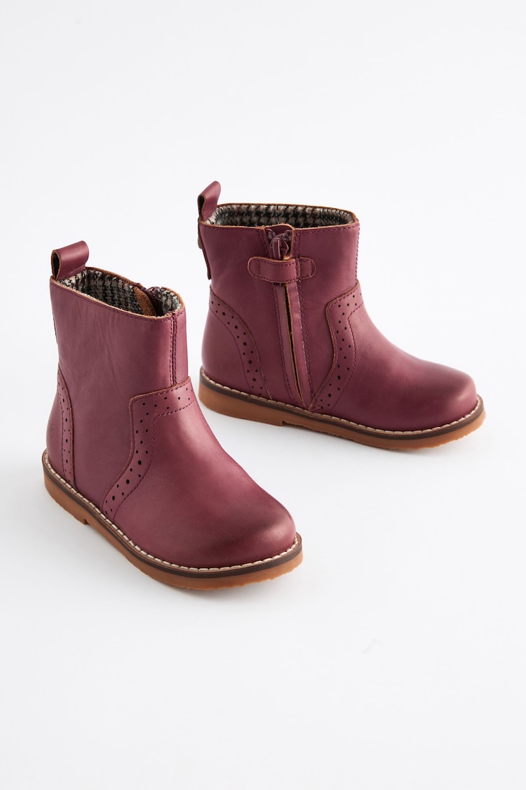 Pink Ankle Leather Cosy Lined Boots - Image 1 of 6