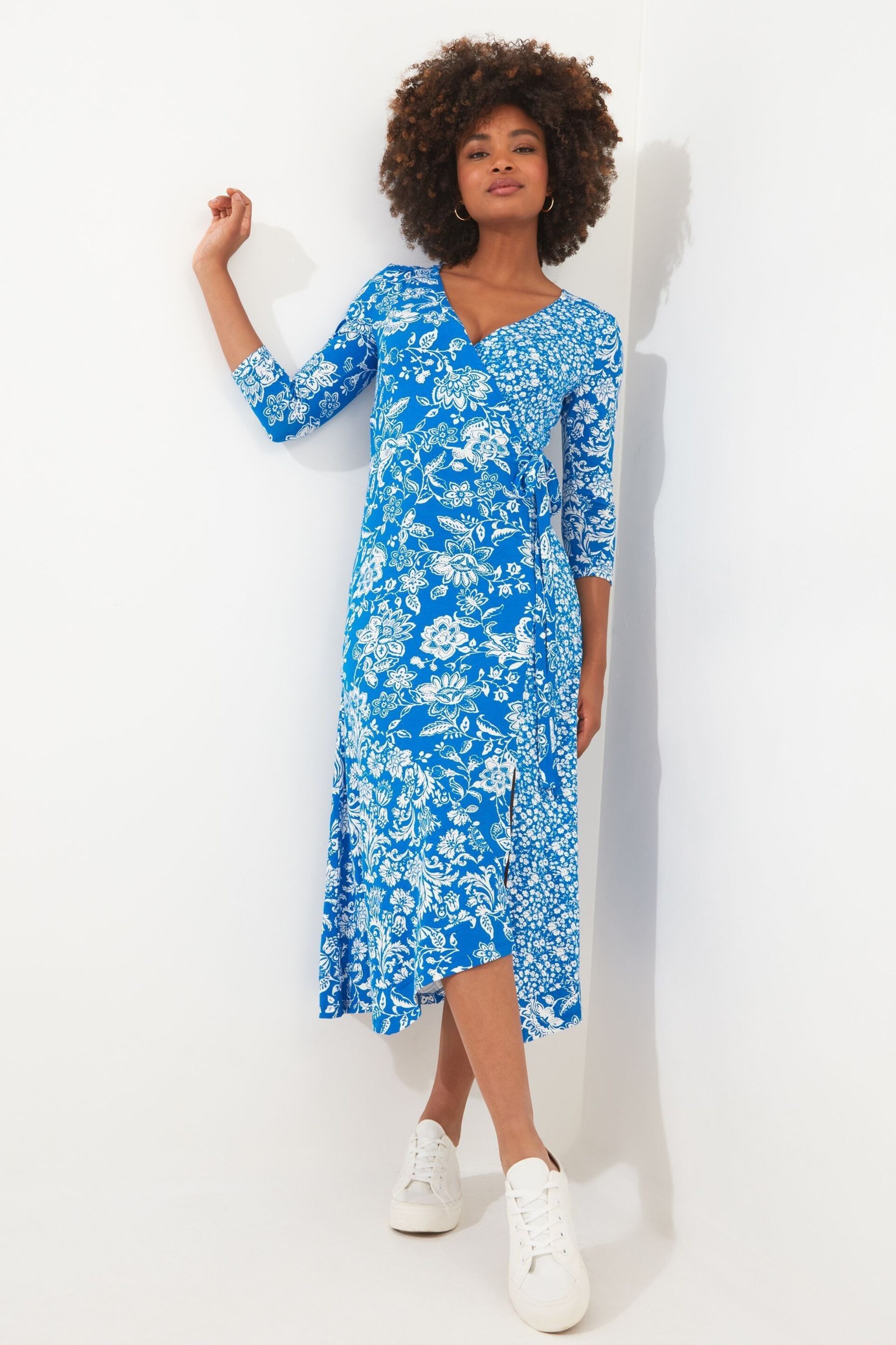 Joe Browns Blue Mixed Print Jersey Dress - Image 2 of 7